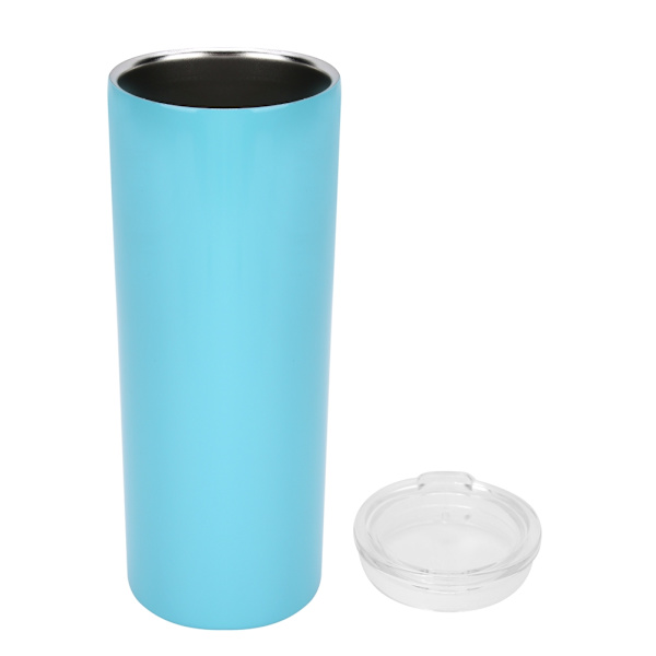 20oz Reisekrus i rustfritt stål med lokk for kaffe, te, drikkevarer, varme eller kalde drikker, lyseblå