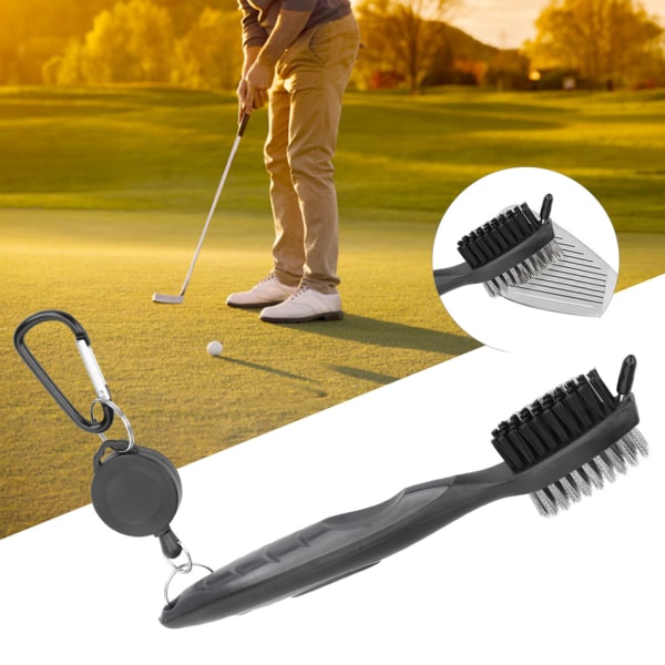 Monitoiminen Golfmailan puhdistusharja Nylon Steel Dual Harjakset Cleaning Tool Harmaa