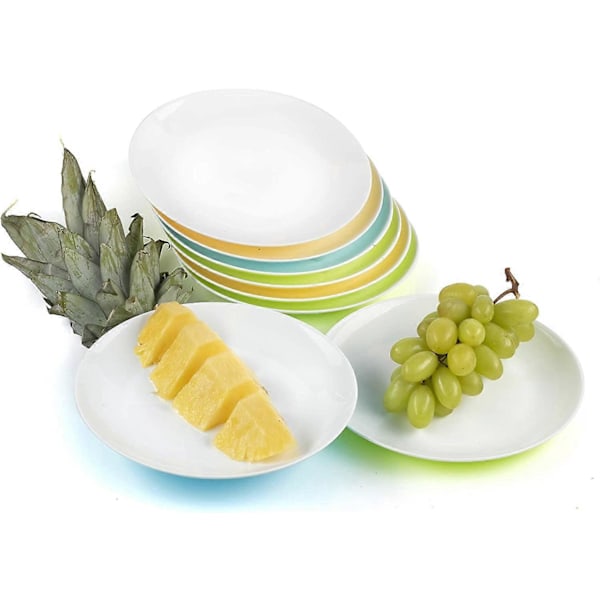 Dww-Plastiktallerken Stiv Genanvendelig Desserttallerken Fest Camping 20cm Mikroovn - 7 Stk