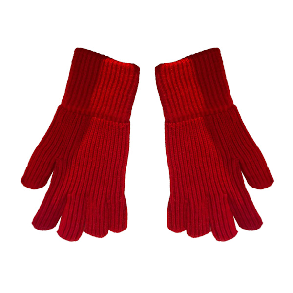 Vinterhandsker 2 Finger Eksponeret Design Akryl Fleece Ren Farve Lange Vinterstrikkede Handsker til Udendørs Indendørs Rød