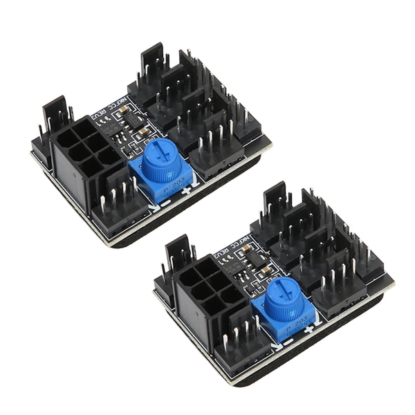 2 stk PC Fan Hub Splitter DC 12V 6 Pin Power Port 1 Til 8 Way Splitter PWM PC Kjøle Fan Hub for 4 Pin 3 Pins Vifter