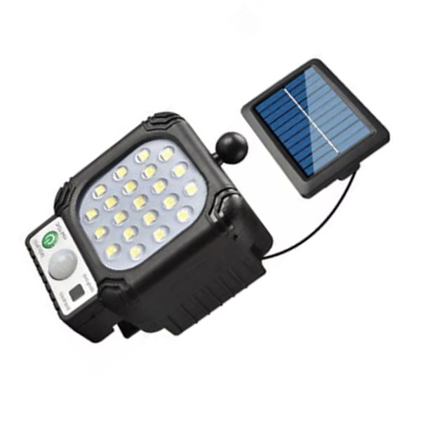 LED solvägglampa 21 LED-pärlor superljus IP65 vattentät utomhus solrörelsesensorlampa med 16,4ft kabel