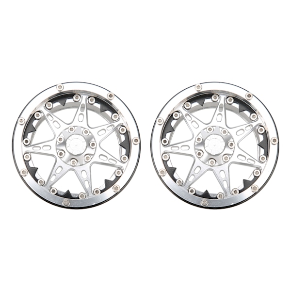 2 st RC Aluminium Alloy Beadlock Hjulfälg Nav Hub för SCX10 / TRX4 / TRX6 1/10 RC Bil Uppgraderingsdelar Silver Svart