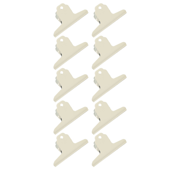 10 stk. hængselclips Store metalhængslede bindeclips til papirdokumentnotesortering og organisering Beige