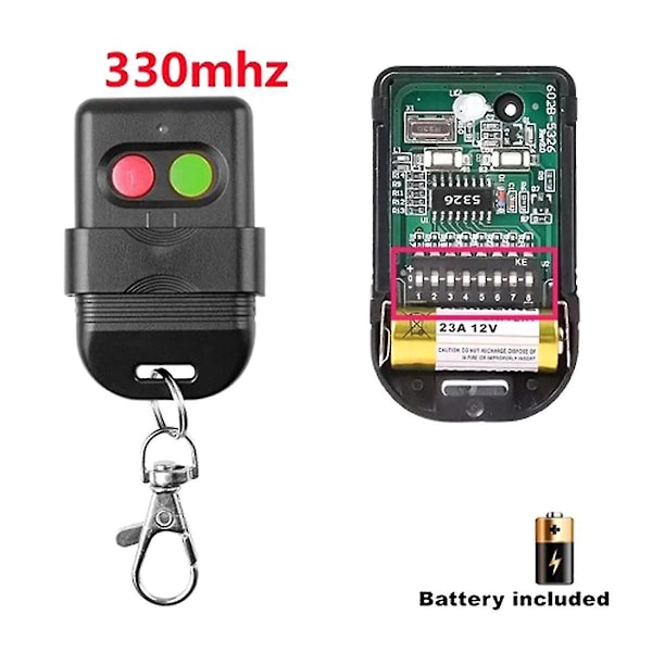 8 Dip Switch 330Mhz Smart Kopieringsfjärrkontroll Fast Kod 2 CH Duplikator för Grind Garageportöppnare eller Larmsystem-B7