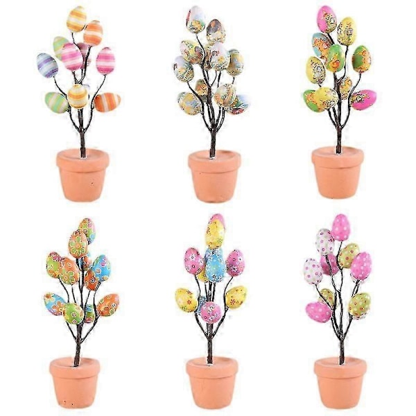 Påsk Simulation Ägg Krukväxter Tecknade Tryckta Ägg Påsk Skrivbordsdekoration Ornament N3-28 liten blomstil