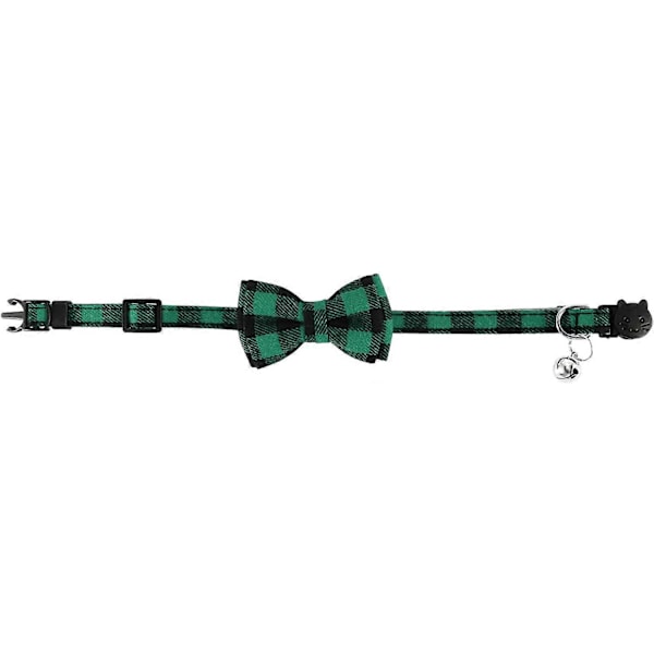 Grøn+sort og hvidt kattehalsbånd, kattebutterfly, kattehalsbånd med klokke og butterfly, 2 kattebutterflies (18-28CM, 1'-17')