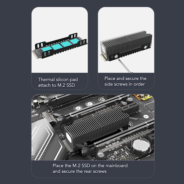 M.2 SSD Cooler 38 Køleribber Multi Channel Base Mg aluminiumslegering SSD Heatsink med Thermal Pad til PC Office