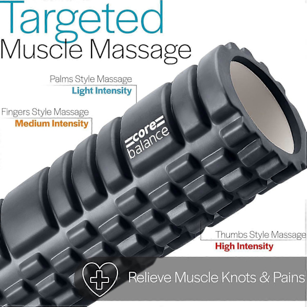 Core Balance Foam Roller syväkudoshierontaan, Trigger Point Grid -urheiluhierontalaite, Fitness Gym Physio (musta)