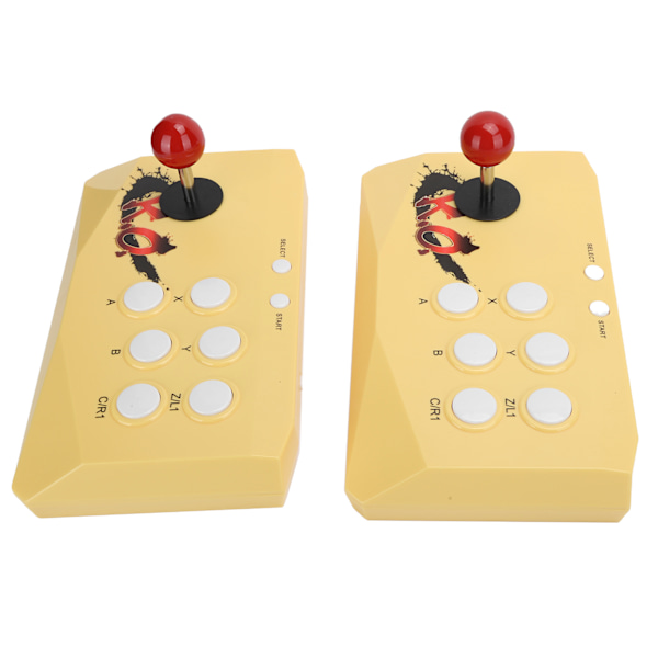 Dubbel trådlös fighting joystick gamepad spel fight stick controller TV spelkonsol gul