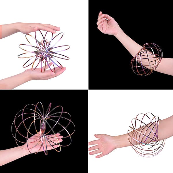 Rostfritt Stål 3D Vätskerotation Armband Färgglad Flödesring