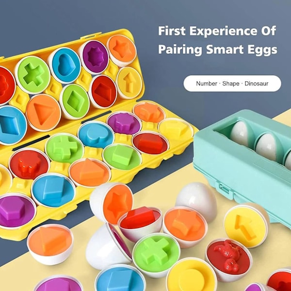 Eggleker, 12 Deler Påskeegg Matchende Pusleegg Pedagogiske Geometriske Eggleker Puslespill Leker Tidlig Læring Pedagogisk for Barn