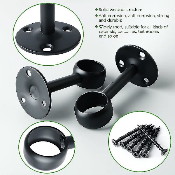 Verhotangon kannatin vaatekaapin tangon kannatin ruuveilla kattokannatin, halkaisija 32mm, 2 kpl