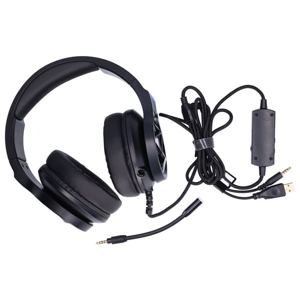 Gamingheadset Surroundljud Brusreducerande Over-Ear Hörlurar med Mikrofon och LED-ljus för PS4