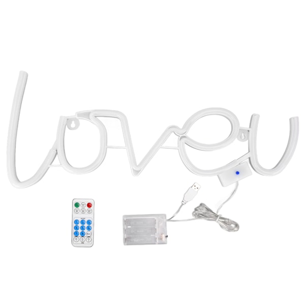 LOVEU Neon Lys LED 18 Taster 8 Tilstande Timing Fjernbetjening USB Lys til Hjemmedekoration 300LMWarm Hvid + Pink Lys