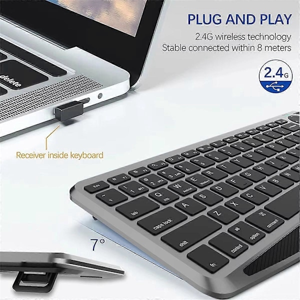 Bluetooth Trådlöst Tangentbord med Pekplatta 7-Färgs Bakgrundsbelysning 2.4G