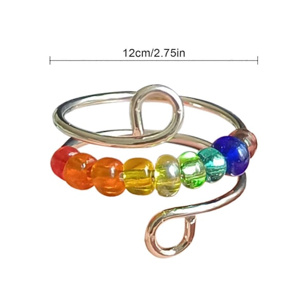 Til min datter - Fordriv din angst Regnbueperler Fidget Ring 2022 Hot Zekai Guld