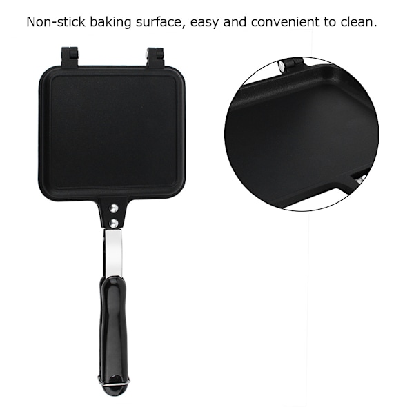 Dobbeltsidig Non-stick stekepanne vaffeljern for kake toast sandwich