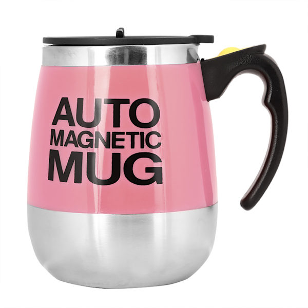 Elektrisk kaffemugg med omrörning, självomrörande magnetisk mugg (rosa)