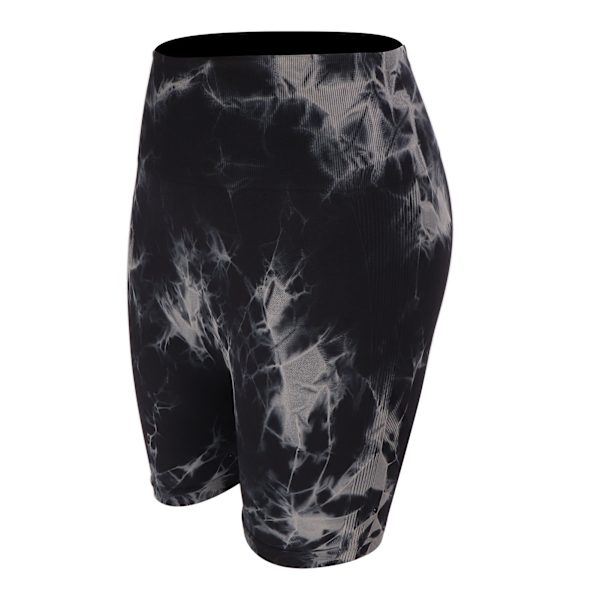 Tie Dye Yoga Shorts Hög midja Sömlös Svart Snabbtorkande Mjuka Biker Shorts för Kvinnor S