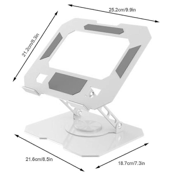 Laptop Stand med 360-graders rotationsbase, robust konstruktion, justerbar højde og vinkel, foldbart design, laptop holder, sort