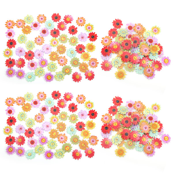 200 stk blomster tre knapper 0,9 tommer blandet DIY bulk knapper for håndlagde klær dekorasjon