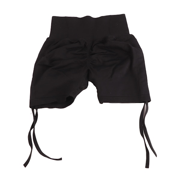 Yogashorts Ergonomisk hög midja rumpa lyftande sömlös dragsko Workout löparshorts för kvinnor M Svart