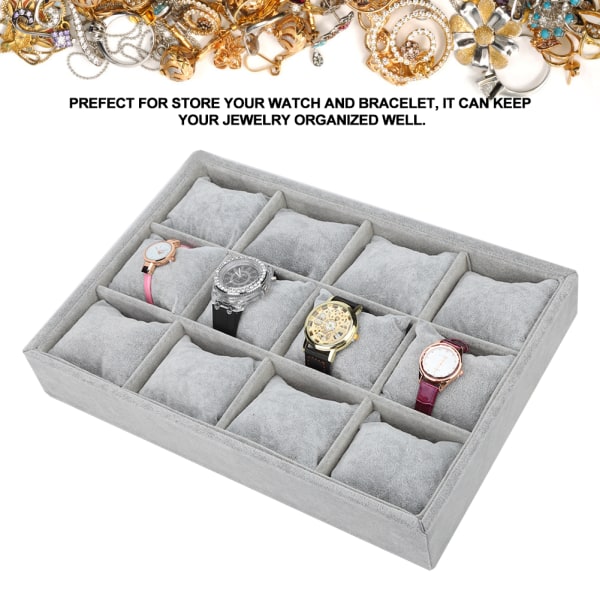 12 Grids Watch Oppbevaringsboks Armbånd Veske Organizer Smykker Display Container med pute