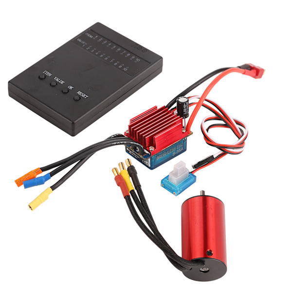 4400KV Borstlös Motor Set Aluminiumlegering Plast 35A Elektronisk Hastighetsregulator Programmeringskort för Traxxas 1/12 RC Bil