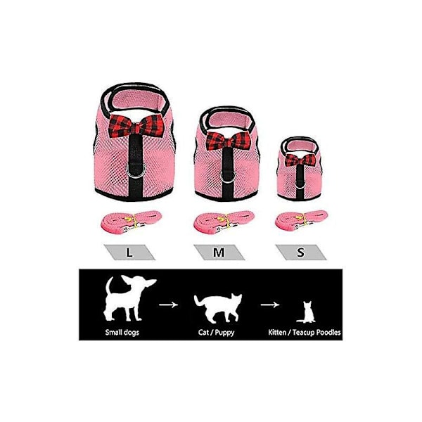 Sele for kaniner med elastisk bånd, egnet for små kjæledyr (S: Bryst (20-23cm), Rosa) -