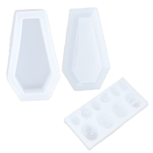 3 stk. Halloween silikoneform skelet kisteform bred anvendelse elastiske Halloween fondantforme