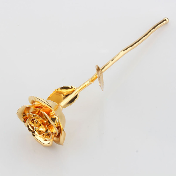 Gold Rose Premium Lang Stængel Gulddyppet Ægte Rose Blomst Mors Dag Fødselsdag Jubilæumsgave