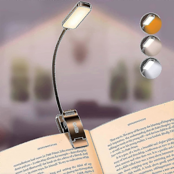 9 LED Kirjavalo, Gritin 3 Silmiä suojaavaa tilaa Lukulamppu (lämmin ja viileä valkoinen valo) - portaaton himmennys, ladattava, pitkä akunkesto, 4-