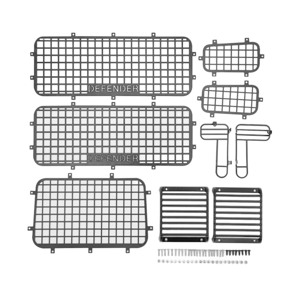 RC Metal Window Mesh Simulation Hieno Estää naarmuuntumista RC Defender -ikkunansuoja Traxxas TRX4 RC -autoille