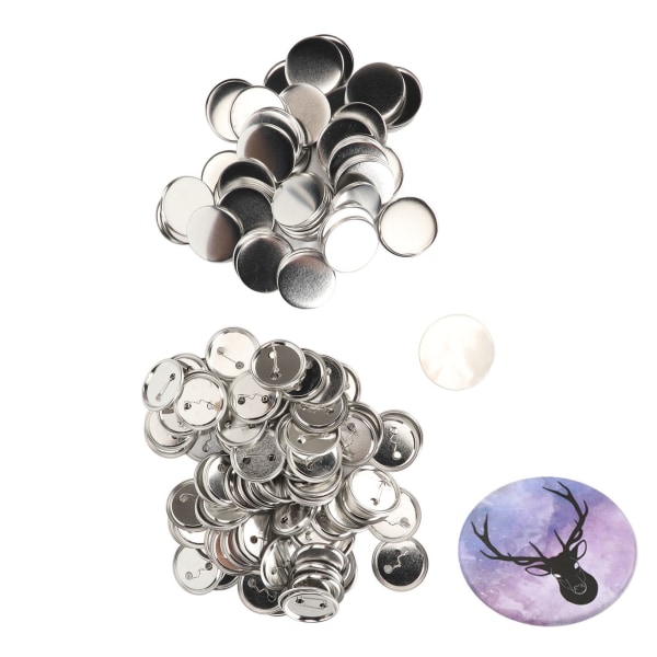 100 Set Pin Back Button Parts Blank Utjämning Metall Hållbar Clip Button Making Supplies för Badge Craft DIY 56MM