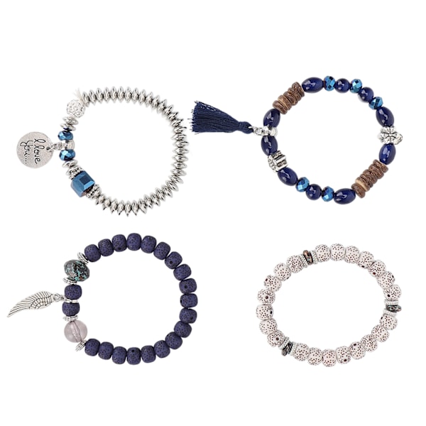 4 stk Bohemian armbånd kvinner perle dusk unik anheng armbånd smykker tilbehør gave til fest