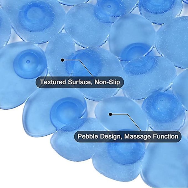 Halkfri Badrumsmatta Frostat Grus Anti-Mögel Halkfri Oval Badmatta i Plast med Sugkoppar (Blå)
