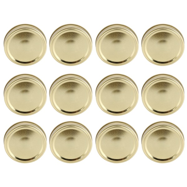 12 st rostfria glasburkslock med delad typ, runda läckagesäkra tätningslock, kökstillbehör (XH00179 guld)