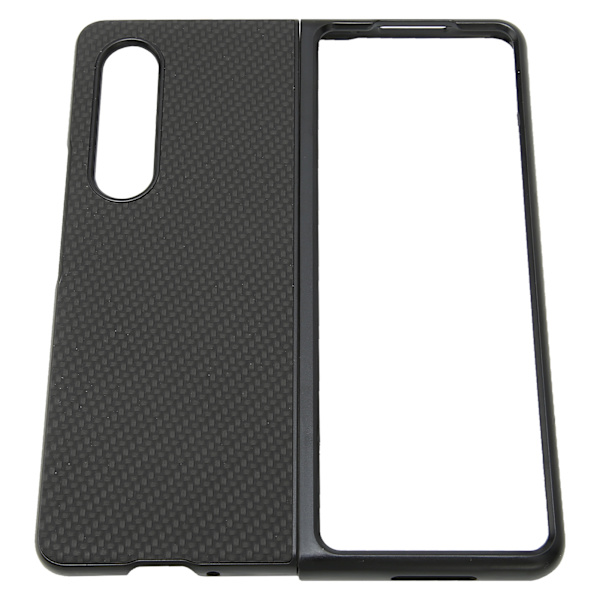 Fodral för vikbar mobiltelefon, fullständigt skydd för Galaxy Z Fold 3, kolfiberstruktur, svart