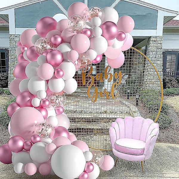 Roseguld Metallic Balloner 104 stk Assorterede Pink og Hvid til Fødselsdag og Fest Dekorationer