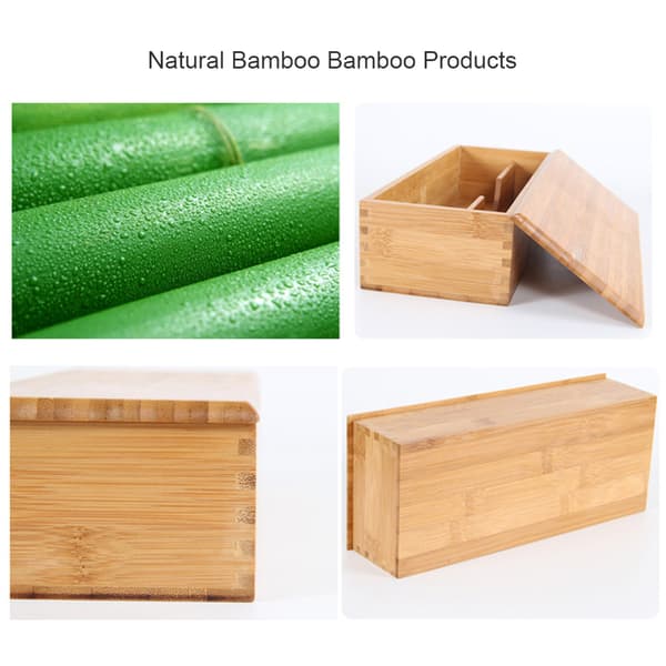 Besticklåda i bambu, förvaringslåda i trä för bestick och kosmetika