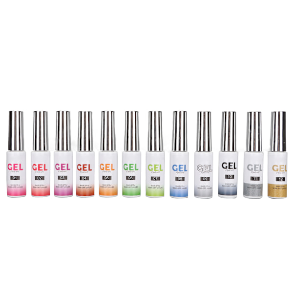 12 färger Nail Art Gel Polish Kit Gör det själv- set Nagellackset för Nagelsalong