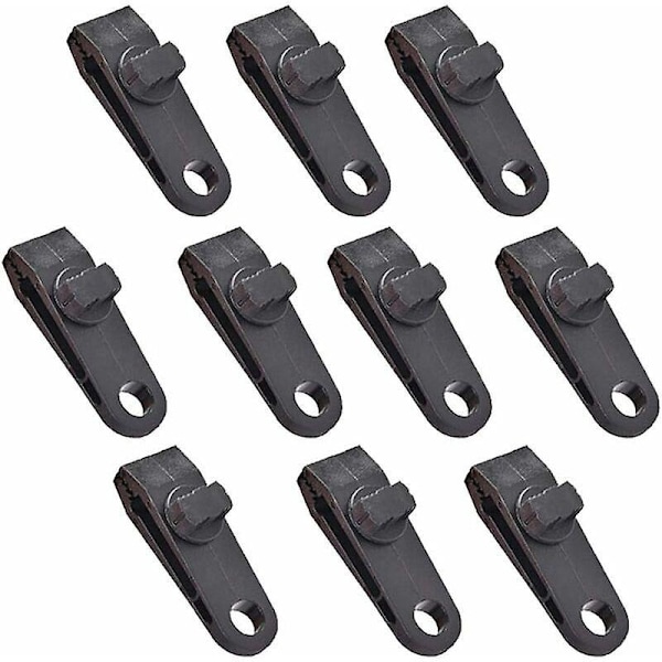 10 Pakke Presenningsklemmer Markise Camping Caravan Hage Presenningsklemmer Svart