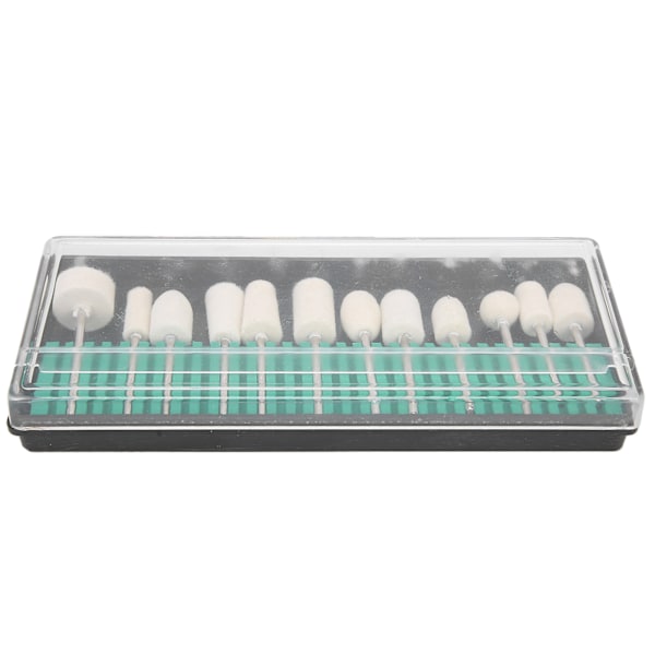 12 st Ullfilt Nagelslipning Polerhuvud Portabelt Nagelborrset Set