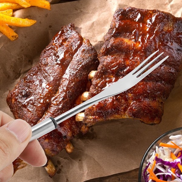 6 stk. rustfrit stål hot pot gaffel udendørs picnic BBQ grillspyd