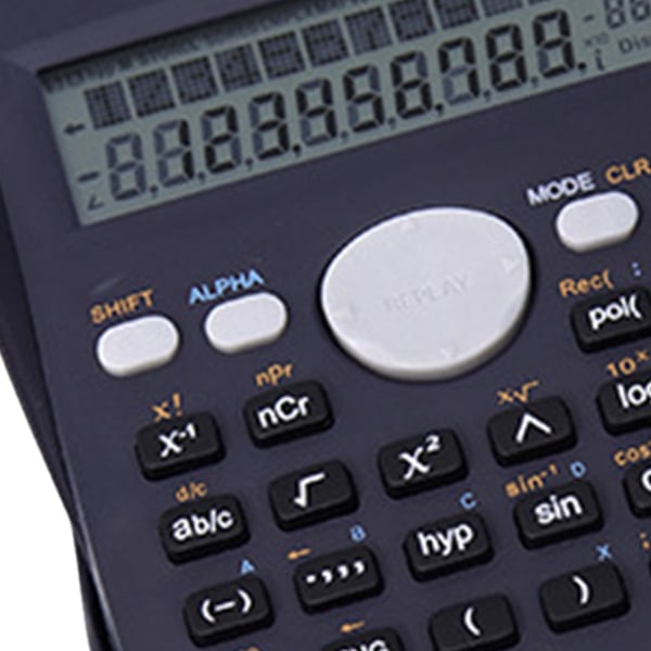 Videnskabelig lommeregner To linjers display Brøkberegning Automatisk nedlukning 12-bit funktionsberegner til studerende Mørkeblå (Nær sort)