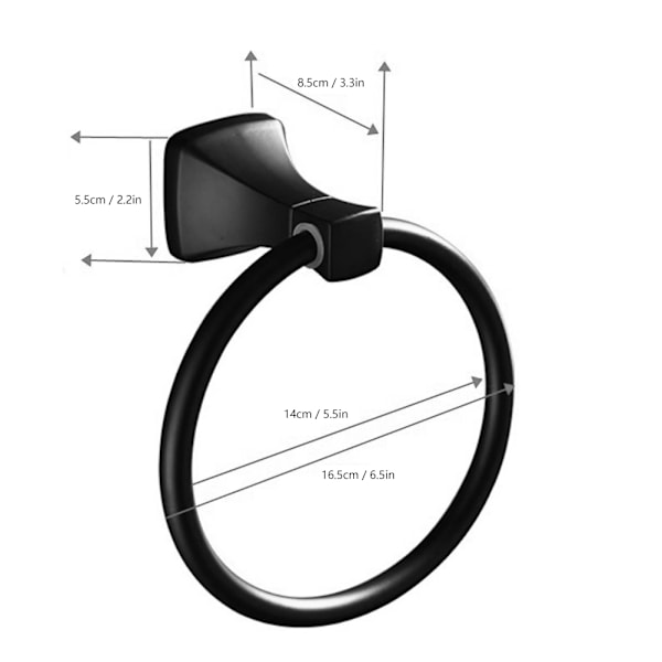 Rumænsk aluminium mat sort vægmonteret badeværelse håndklædeholder håndklæder ringophæng tilbehør