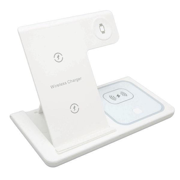Trådløs lader 3 i 1 trådløs ladestasjon for IPhone 13 12 11 XS XR XS X 8 Plus Klokker Headset Hvit