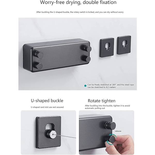 Justerbar Utomhus Retractable Klädstreck - 4,2m