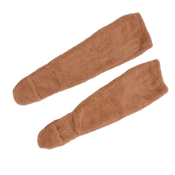 Over Knee Fuzzy Socks Vinterhjem Sove Blødt Tykke åndbare plysstrømper Benvarmere Brun